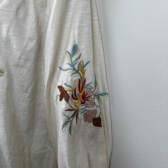 NEW Solitaire Embroidered Top Blouse Cream Women's Sm Peasant Boho Cottagecore - Picture 5 of 12